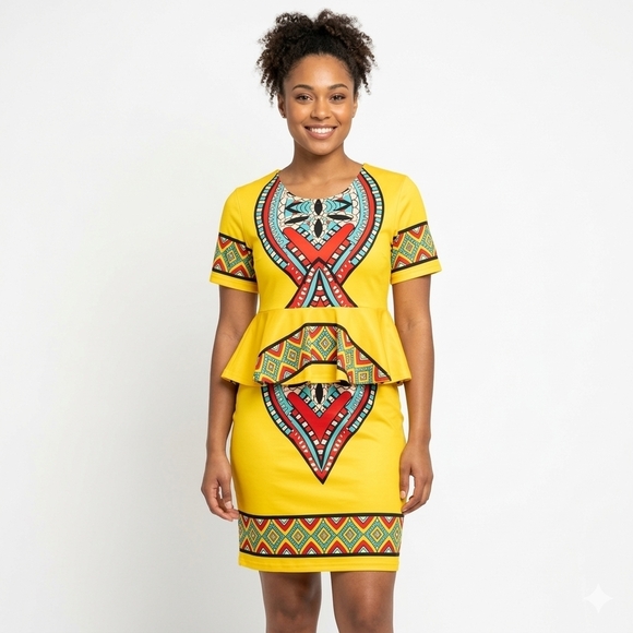 Magic Dresses & Skirts - Tribal Peplum Dress NWOT 😍
